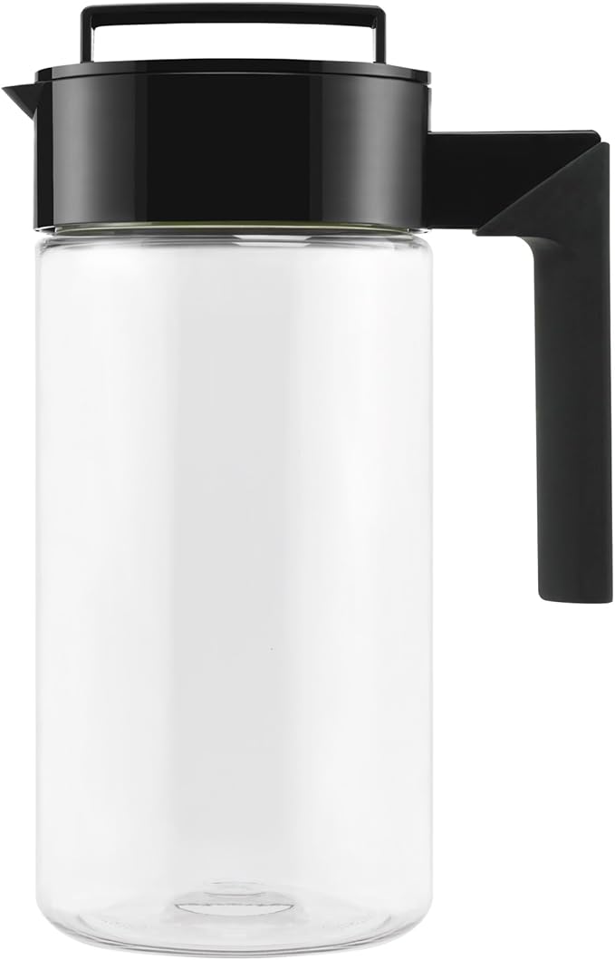 Takeya Airtight Pitcher - Everyday-Use Airtight Pitcher for Iced Tea & More - Clear Pitcher with Lid - Lightweight Kitchen Essential - Spill-Proof & Durable Kitchenware - 1 Quart, Black