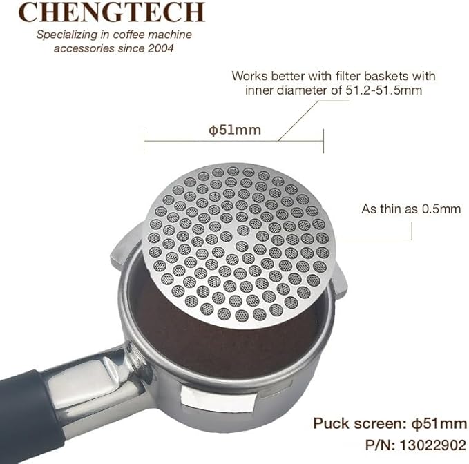 Stainless Steel Espresso Puck Screen for 51mm Espresso Portafilter Filter Basket Compatible with DLG EC885/9155/9255/9355/9555/9665/9865, SMEG & EUPA Coffee Machine