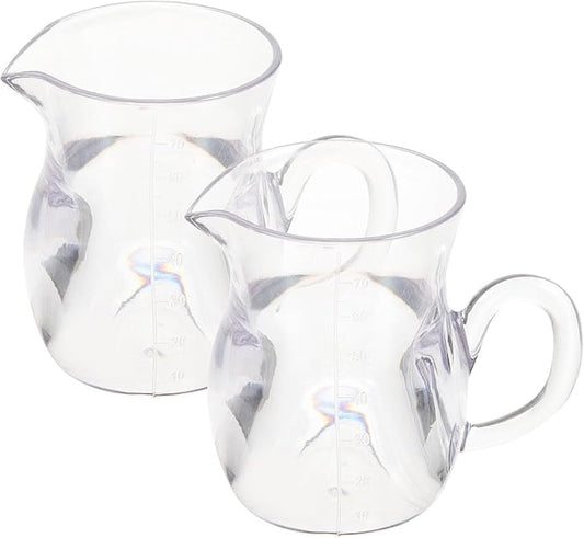 Kichvoe 2pcs Acrylic Wine Decanter Set: Liquor Dispenser with Handle Individual Small Decanter Cream Pitcher Milk Pourer Coffee Mug Tea Maple Syrup Serving, 70ml/2.4oz