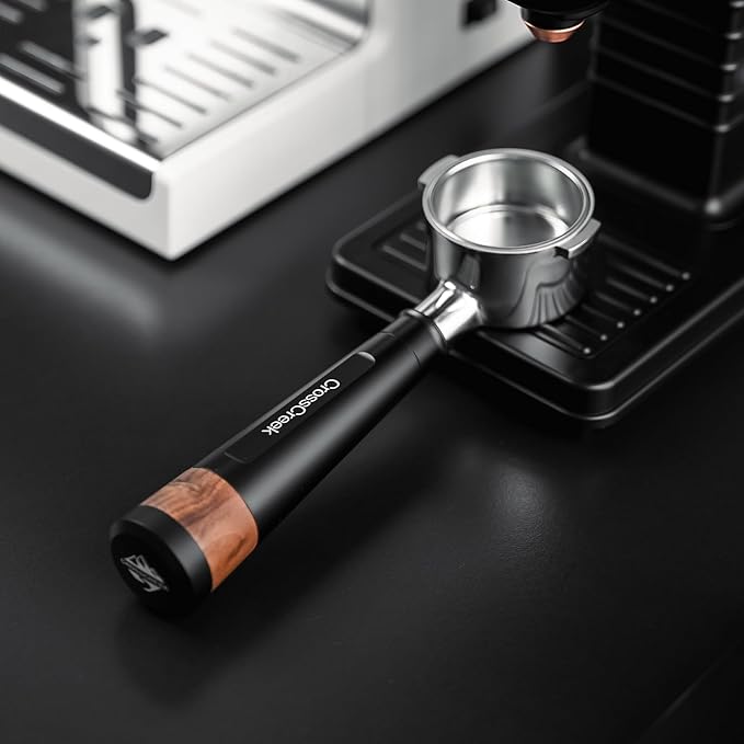51mm Espresso Bottomless Portafilter with 2 Ear | Stainless Steel Basket and Black Aluminum Alloy Handle | Fits De’Longhi ECP3420 / EC155 / BCO430 / EC260 Espresso Machine | Accessories