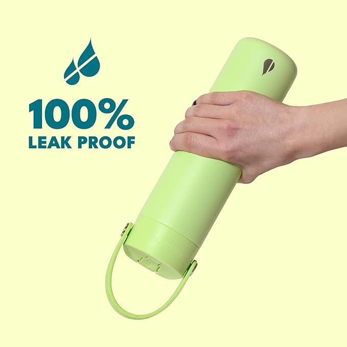 Elemental 24oz Insulated Water Bottle with Straw - 100% Leak-Proof Stainless Steel Core Water Bottles for Travel, Sports and Gym - Double Wall Insulation & BPA Free - Key Lime
