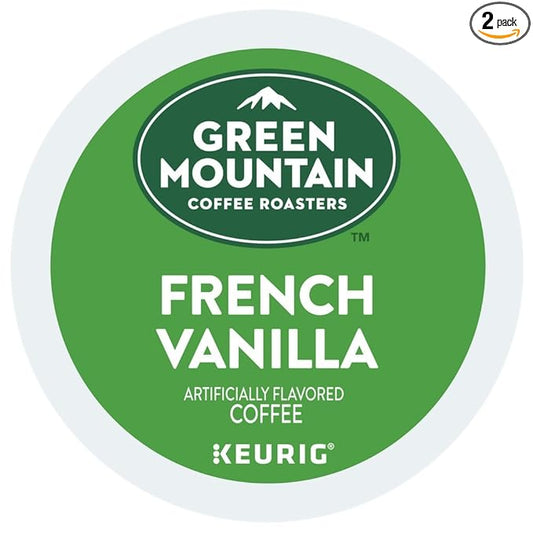 Green Mountain Coffee, French Vanilla, Single-Serve Keurig K-Cup Pods, Light Roast Coffee, 48 Count (2 Boxes of 24 Pods)