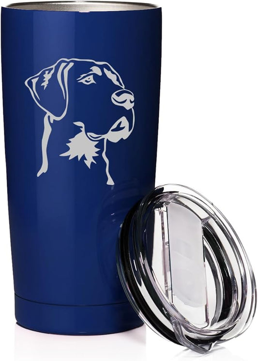 Smooth Body Tumbler Stainless Steel Vacuum Insulated Travel Mug Cup Gift Great Dane Face (Blue, 20 oz)