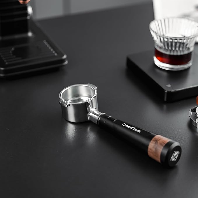 51mm Espresso Bottomless Portafilter with 2 Ear | Stainless Steel Basket and Black Aluminum Alloy Handle | Fits De’Longhi ECP3420 / EC155 / BCO430 / EC260 Espresso Machine | Accessories