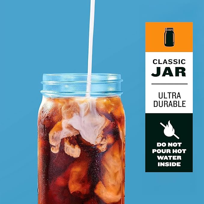 County Line Kitchen Glass Mason Jar Pitcher with Lid - Wide Mouth, 1 Quart (32 oz) - Heavy Duty, Leak Proof - Sun & Iced Tea Pitcher, Cold Brew Coffee, Breast Milk Storage, Water - Sunrise Orange