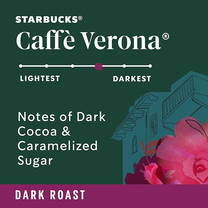 Starbucks Ground Coffee,Dark Roast Hot or Iced Coffee,Caffè Verona,18 oz,(Pack of 2)