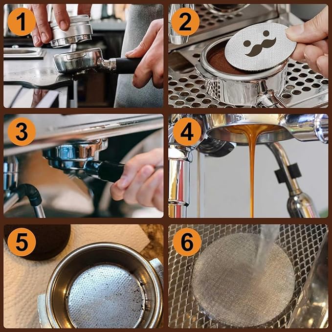 58.5mm Espresso Puck Screen, Lower Shower Screen, Metal Coffee Reusable Filter for 58mm Espresso Portafilter Basket, 1.7 Thickness(Happy)