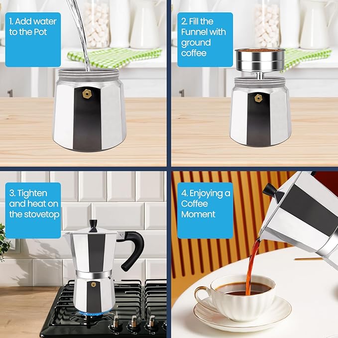 9 Cup Moka Pot Aluminum 450ml Italian Coffee Maker Stovetop Espresso CoffeeMakers Mocha Pot Percolator for Electric Ceramic Stove Classic Greca Cafe Makers Portable for Easy Brewing