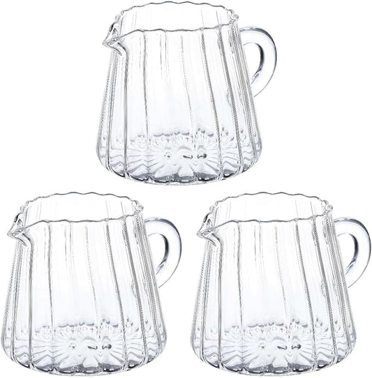 Glass Milk Frothing Pitcher 12Oz Clear Creamer Jug for Coffee Tea Syrup Serving Home Restaurant Use