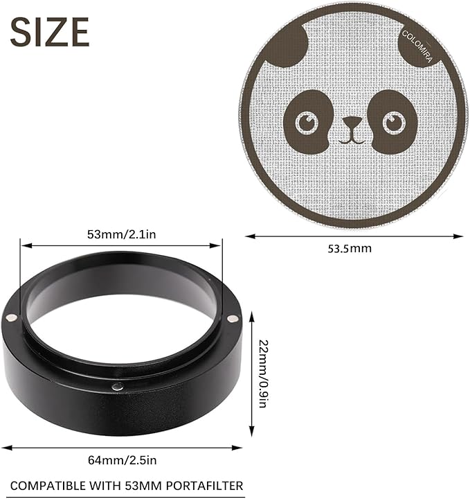 54mm Espresso Accessories Kit, Dosing Funnel and Puck Screen Set, Magnetic Coffee Funnel, 53.5mm Reusable Espresso Puck Screen, Espresso Tools(Panda)