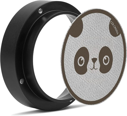 54mm Espresso Accessories Kit, Dosing Funnel and Puck Screen Set, Magnetic Coffee Funnel, 53.5mm Reusable Espresso Puck Screen, Espresso Tools(Panda)
