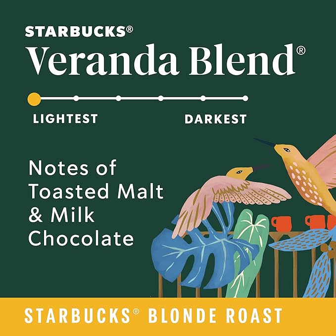 Starbucks K-Cup Coffee Pods, Starbucks Blonde Roast Hot or Iced Coffee, Veranda Blend, 60 Keurig Pods