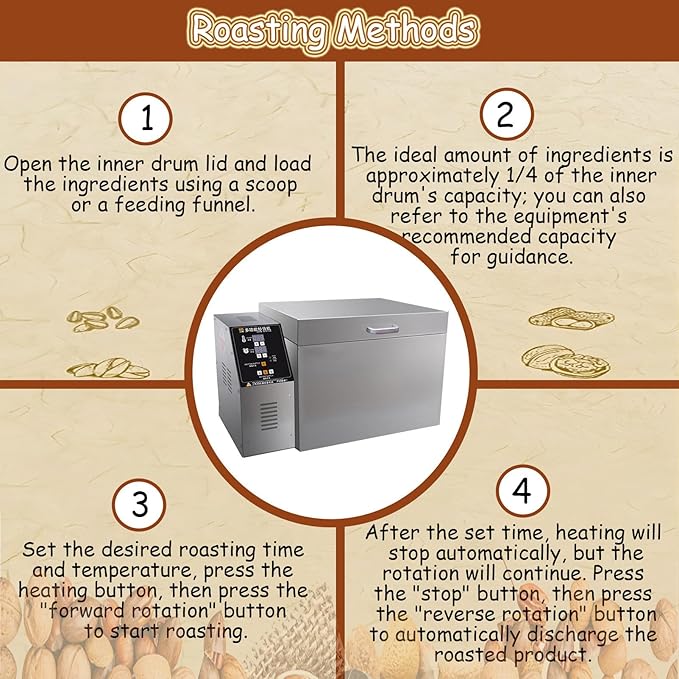 Commercial Chestnut Roasting Machine, Coffee Roaster Machine Industrial Commercial, Coffee Bean Roaster, Electric Nut Roaster, Uniform Roasting Type5