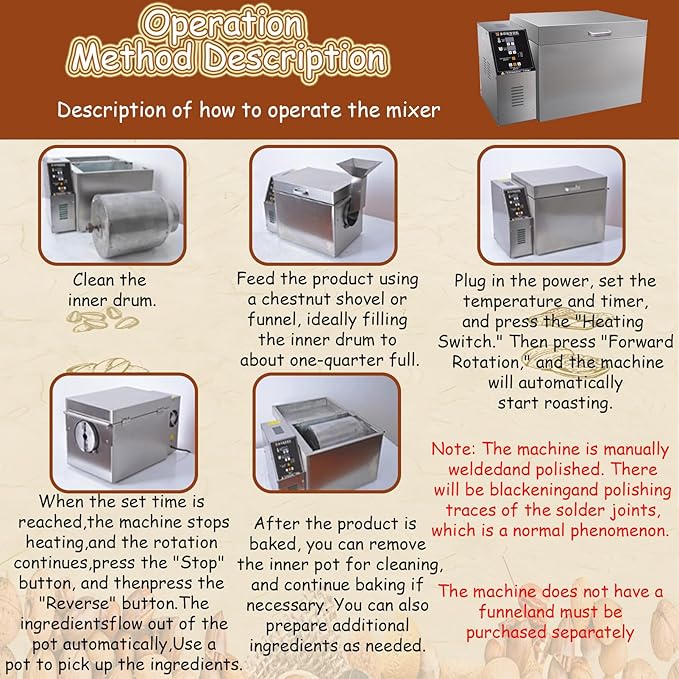 Commercial Chestnut Roasting Machine, Coffee Roaster Machine Industrial Commercial, Coffee Bean Roaster, Electric Nut Roaster, Uniform Roasting Type5