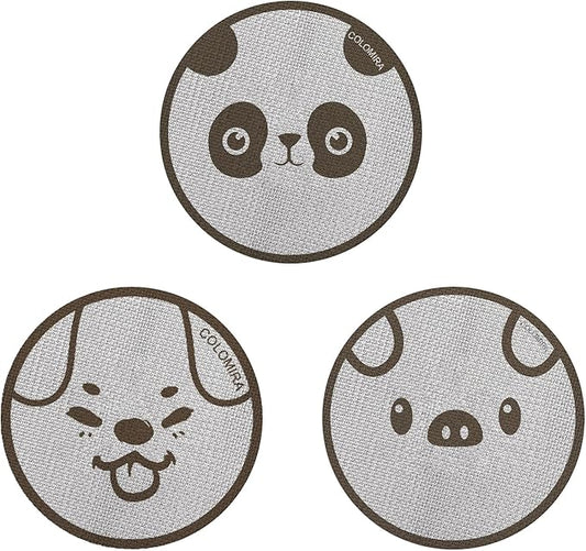 53.5mm Espresso Puck Screen 3-Pack, Lower Shower Screen, Metal Coffee Reusable Filter for 54mm Espresso Portafilter Basket, 1.7 Thickness - 316 Stainless Steel(Cute Animal)